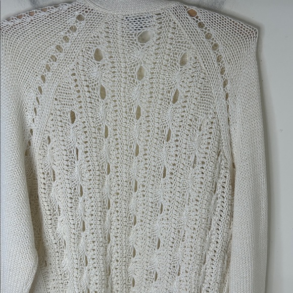 J. JILL Cream Open Knit Long Cardigan Size XL Petite - Picture 10 of 15
